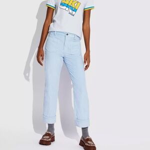 NWT COACH Corduroy Pant Light Blue Size 12 Straight Cut Patch Pockets